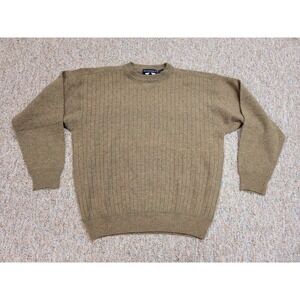 Woods & Gray Sweater Men Large Beige Fisherman Lodge Lambswool Pullover Outdoors